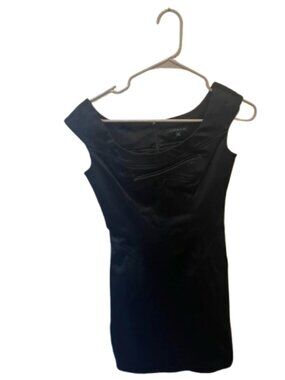 David Meister Cap Sleeve Faux Leather Dress Black Size 2